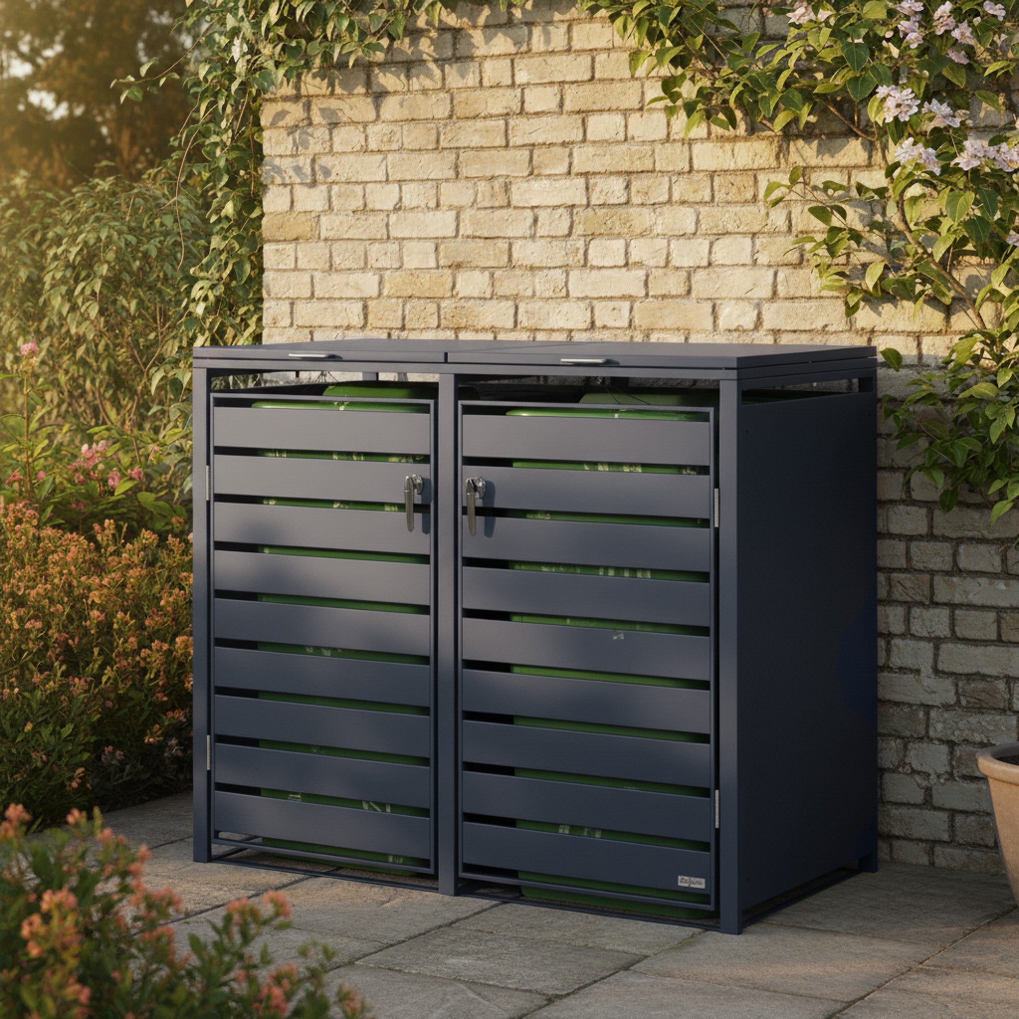 Mülltonnenbox, 2er Set, Anthrazit RAL 7016