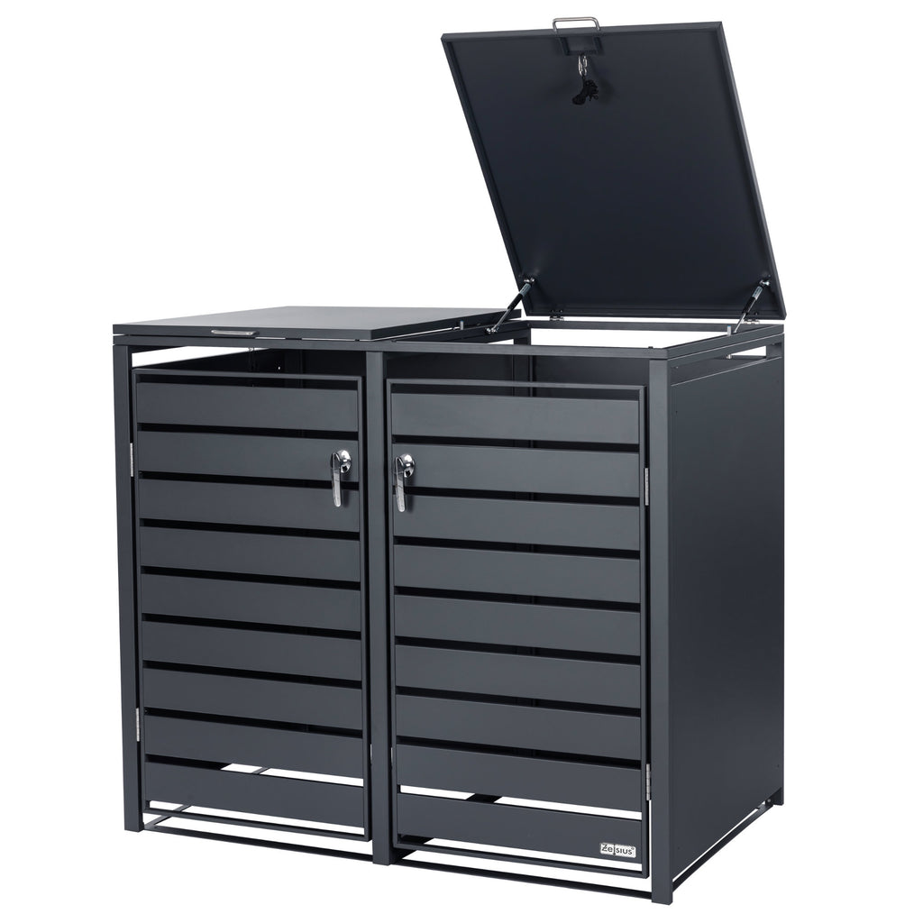 Mülltonnenbox, 2er Set, Anthrazit RAL 7016