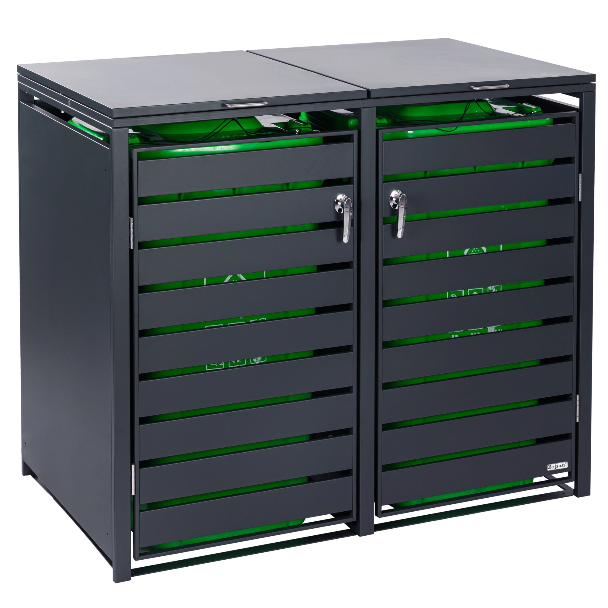 Boîte de rangement pour poubelles, lot de 3, anthracite RAL 7016