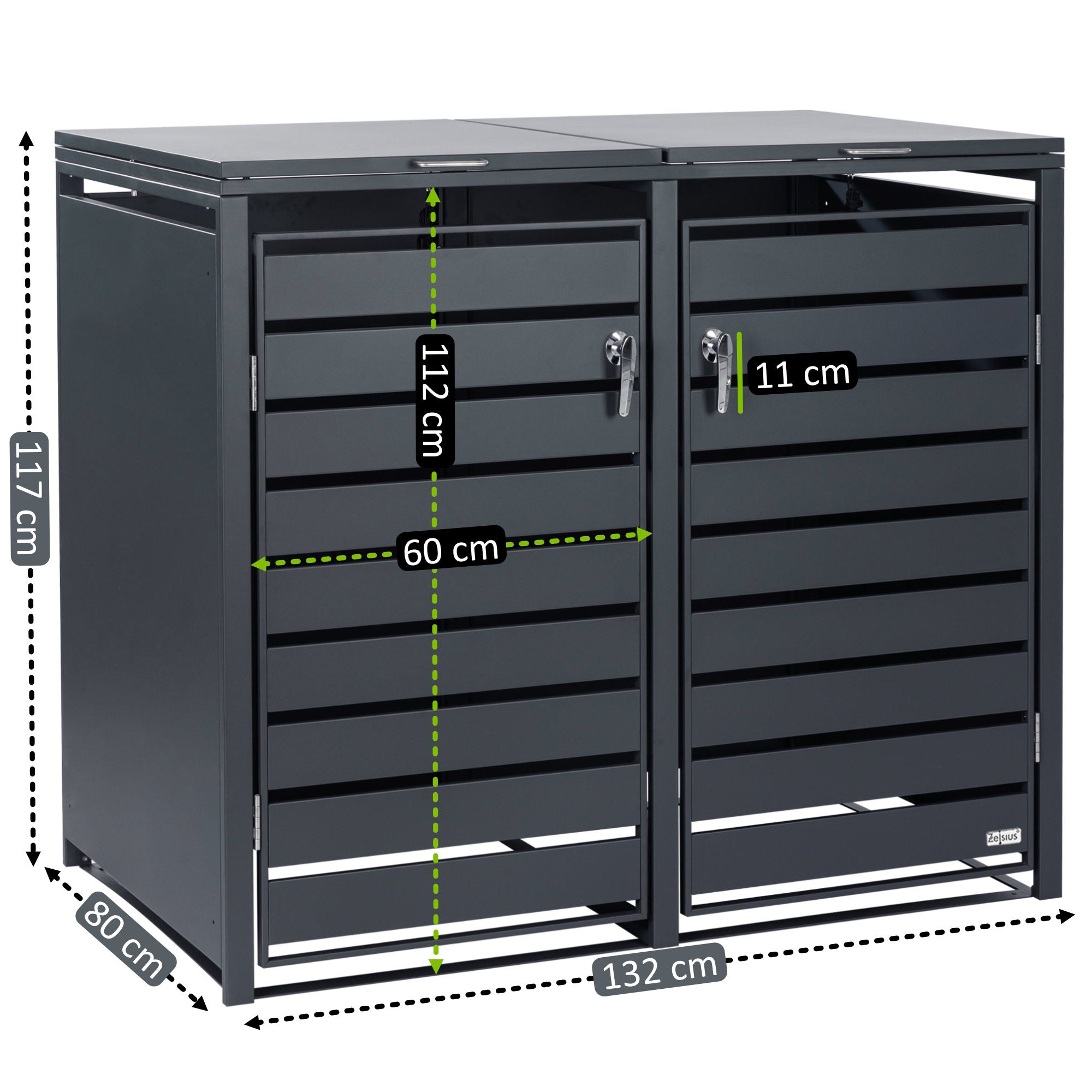 Mülltonnenbox, 2er Set, Anthrazit RAL 7016