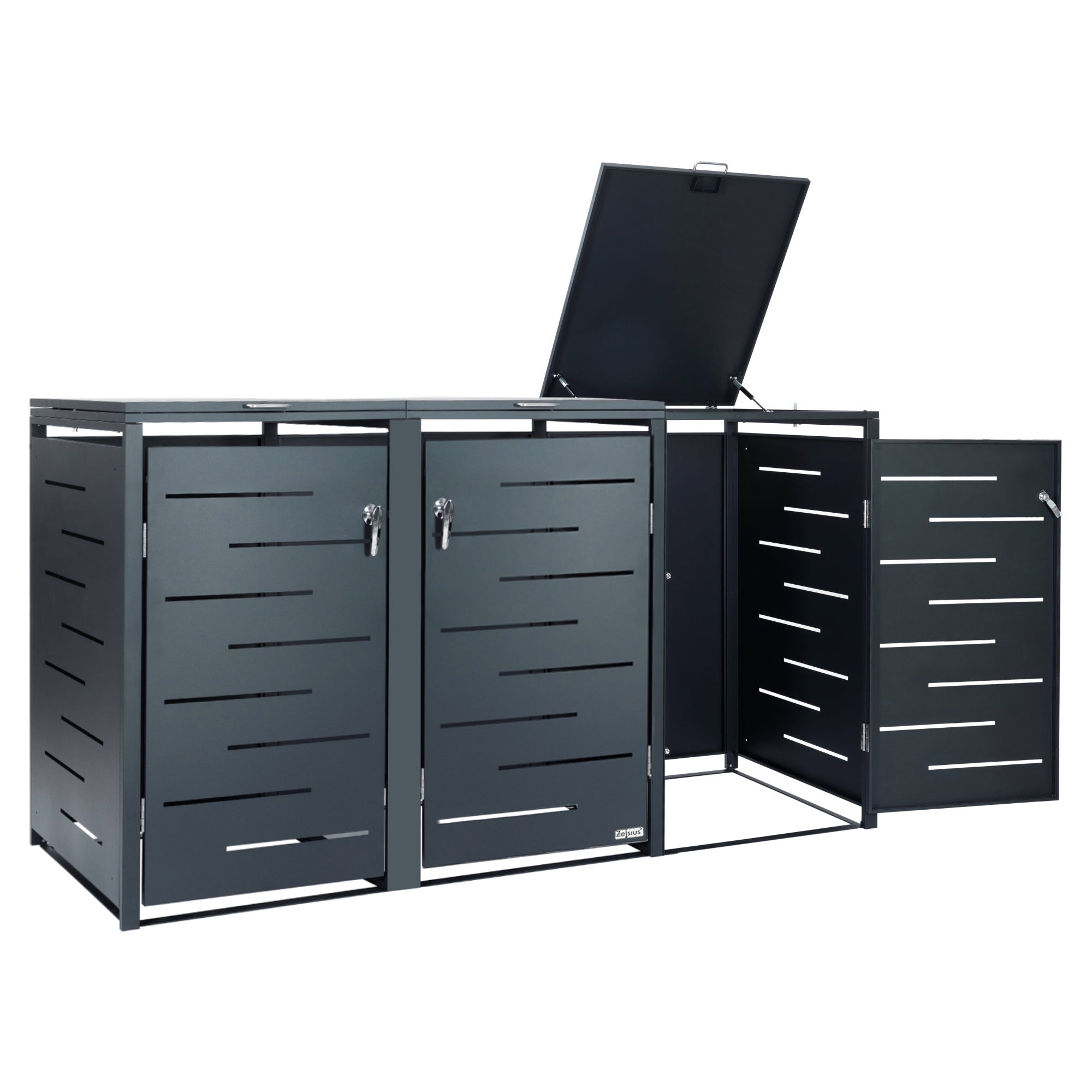 Mülltonnenbox, 3er Set, Anthrazit RAL 7016