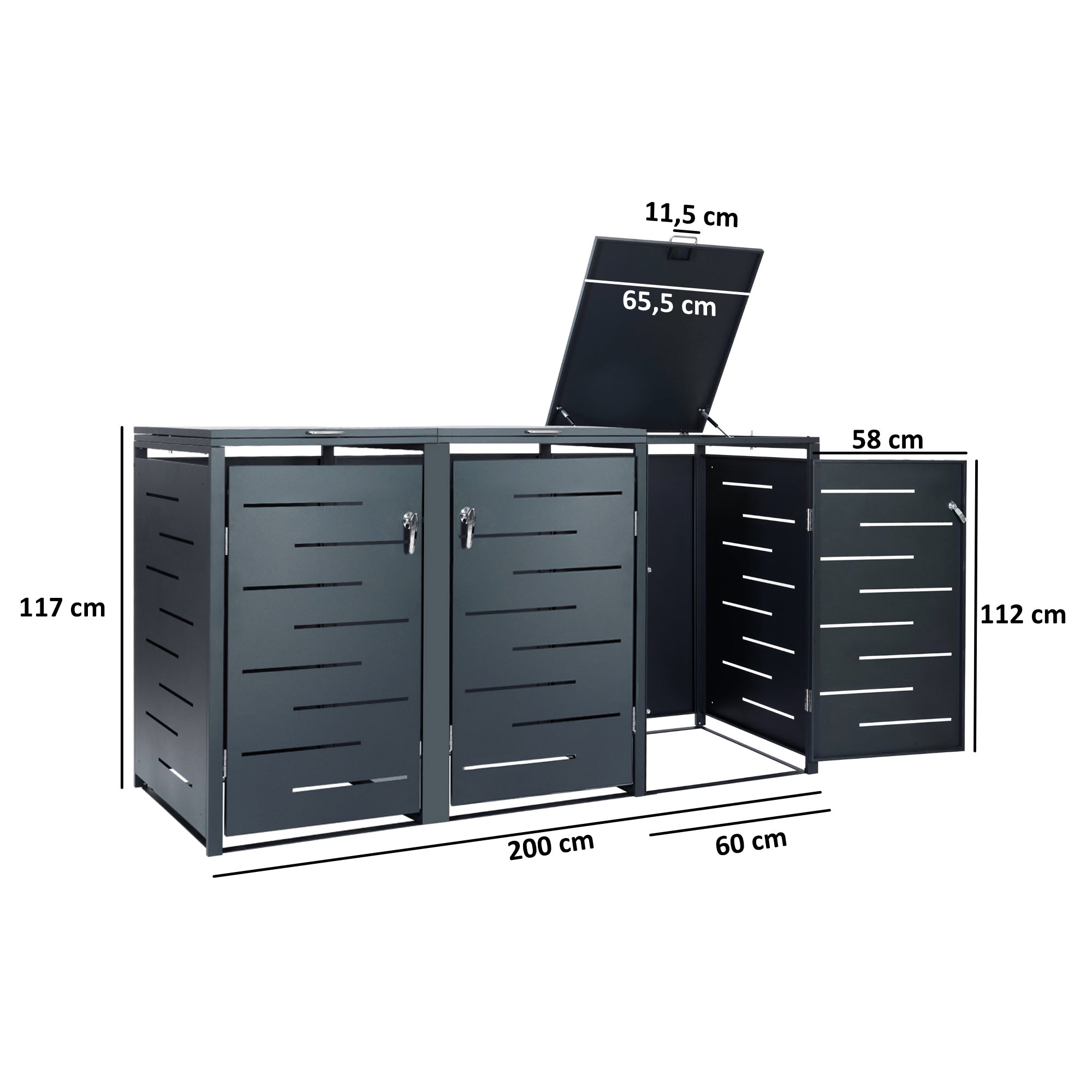 Bin storage box, set of 3, anthracite RAL 7016