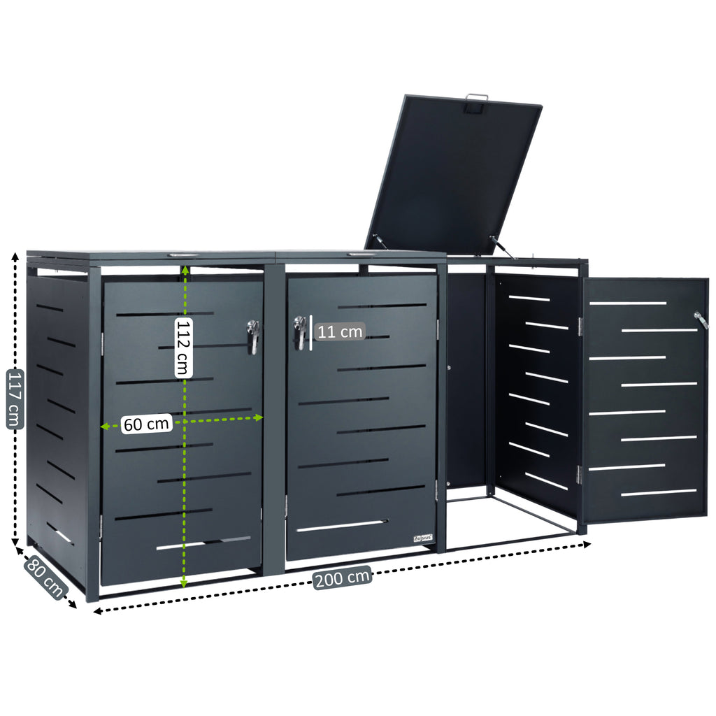 Mülltonnenbox, 3er Set, Anthrazit RAL 7016