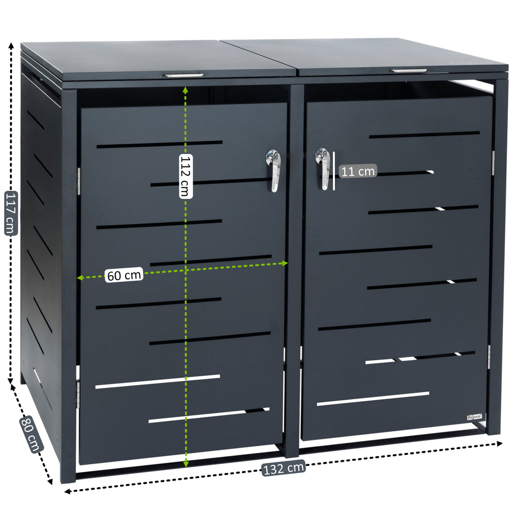 Mülltonnenbox, 2er Set, Anthrazit RAL 7016