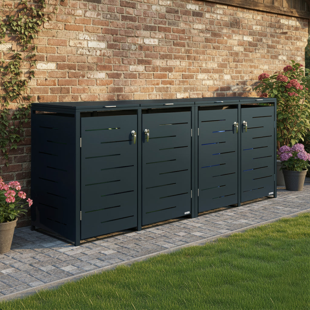 Mülltonnenbox, 4er Set, Anthrazit RAL 7016