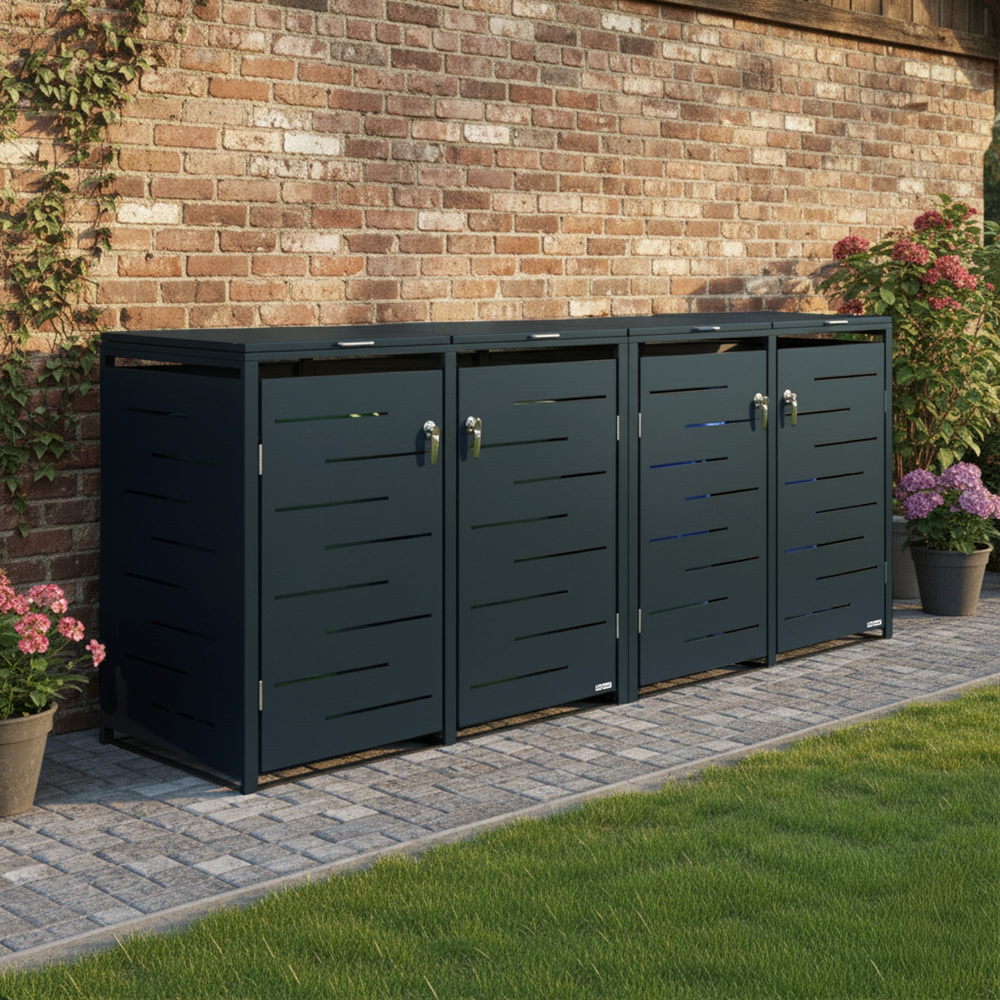 Bin storage box, set of 4, anthracite RAL 7016