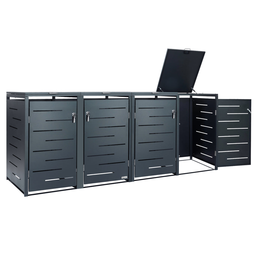 Mülltonnenbox, 4er Set, Anthrazit RAL 7016