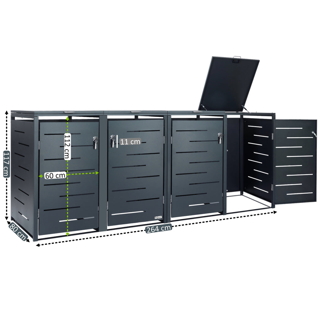 Mülltonnenbox, 4er Set, Anthrazit RAL 7016