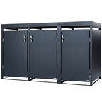 Ensemble de 3 abris à poubelles, anthracite RAL 7016, avec toiture végétalisée.