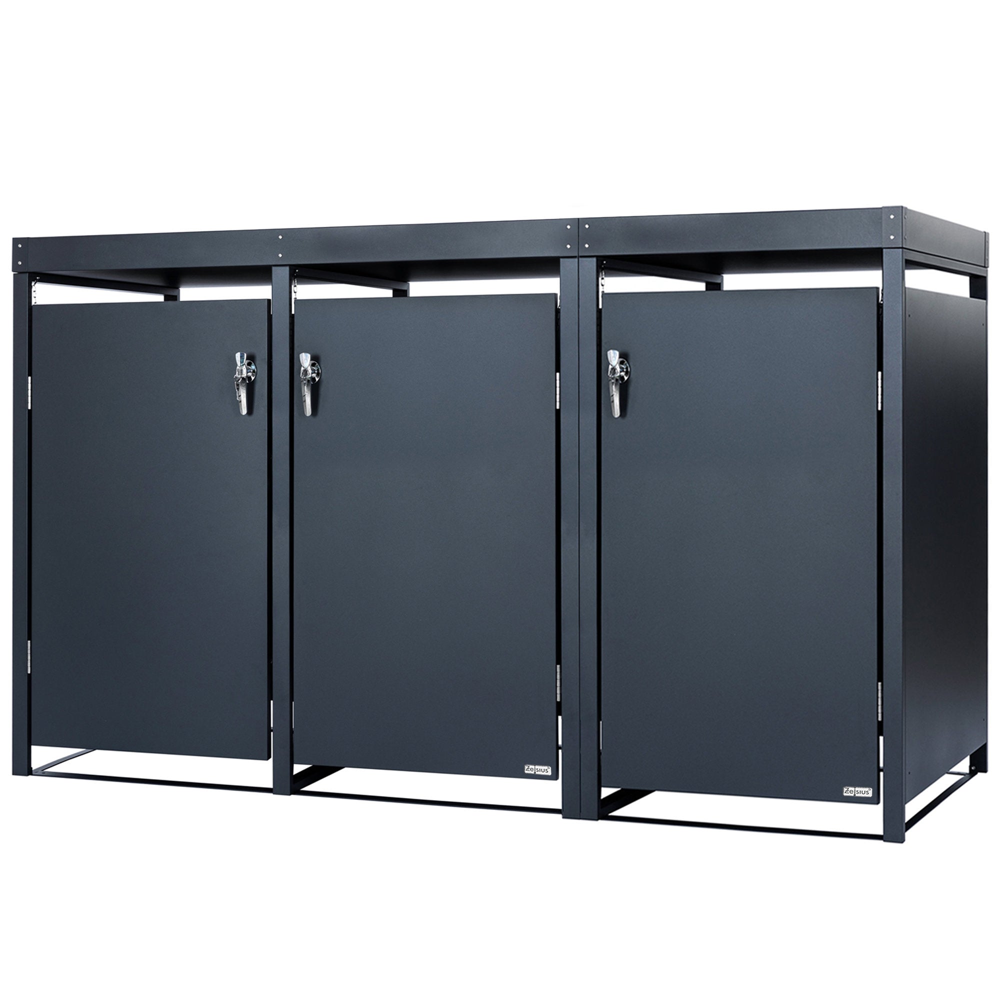 Bin storage unit, set of 3, anthracite RAL 7016, including green roof