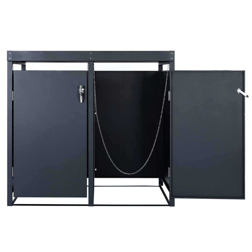 Mülltonnenbox, 4er Set, Anthrazit RAL 7016, inkl. Pflanzdach