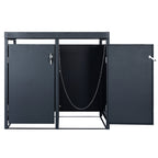 Ensemble de 4 abris à poubelles, anthracite RAL 7016, avec toiture végétalisée.