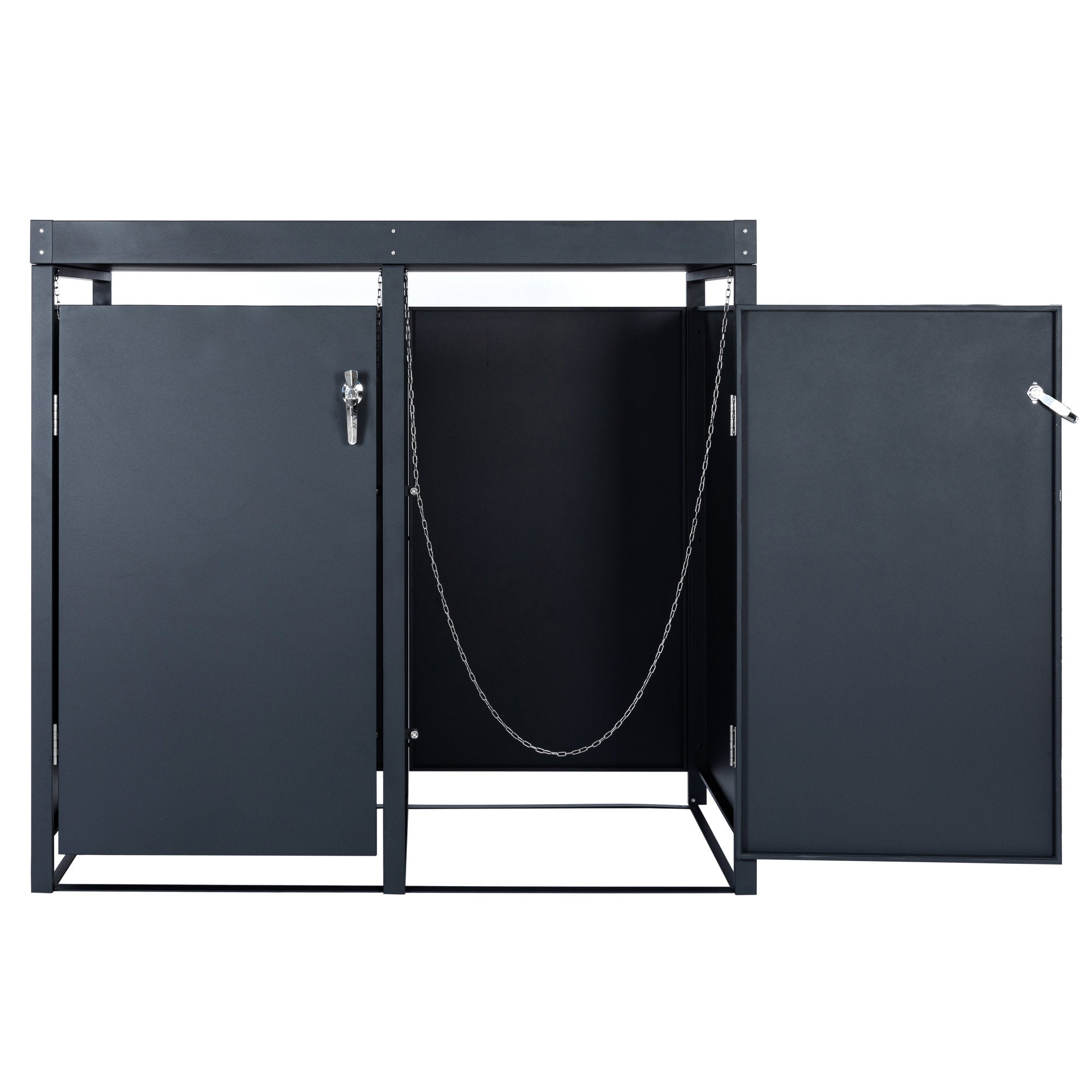 Mülltonnenbox, 4er Set, Anthrazit RAL 7016, inkl. Pflanzdach