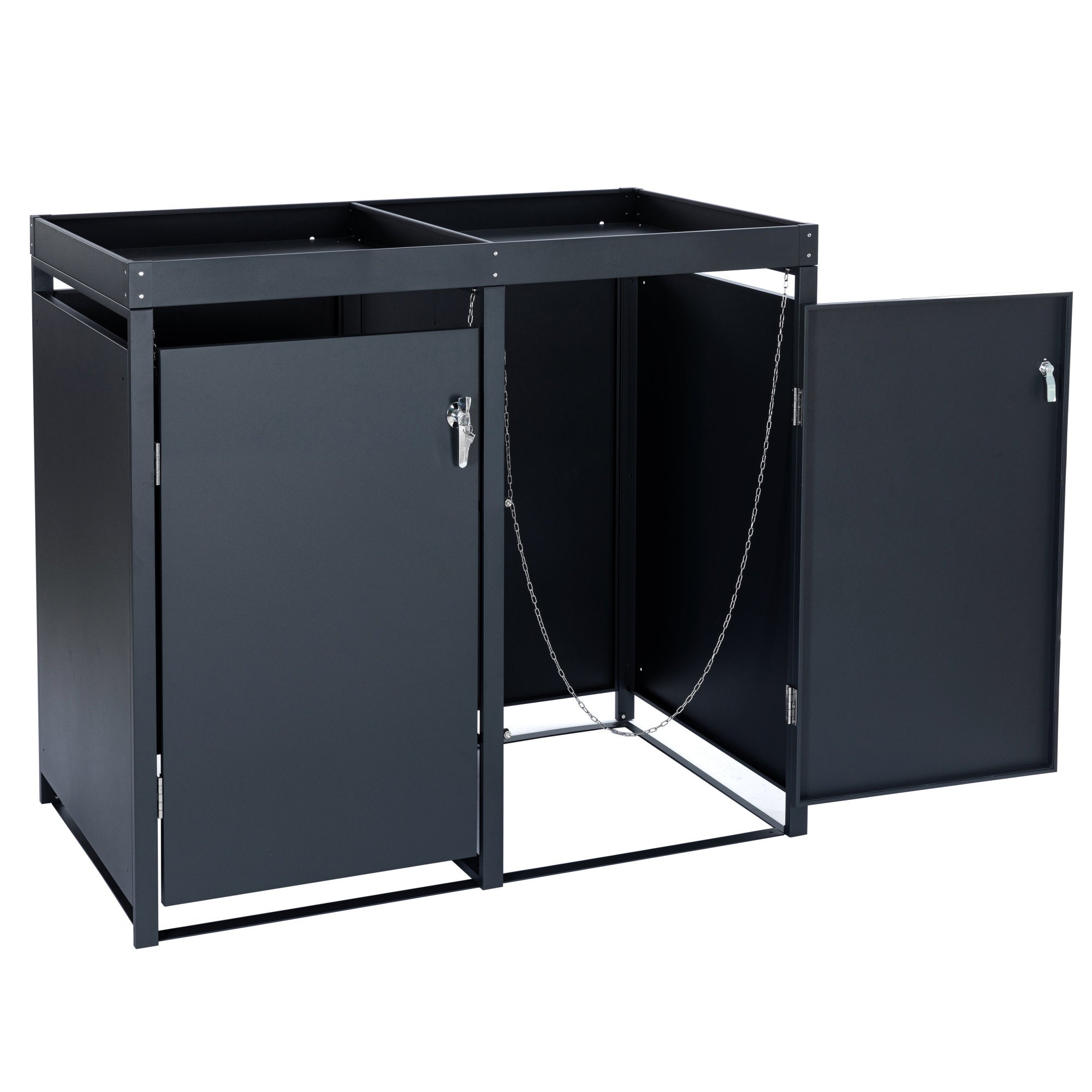 Mülltonnenbox, 4er Set, Anthrazit RAL 7016, inkl. Pflanzdach