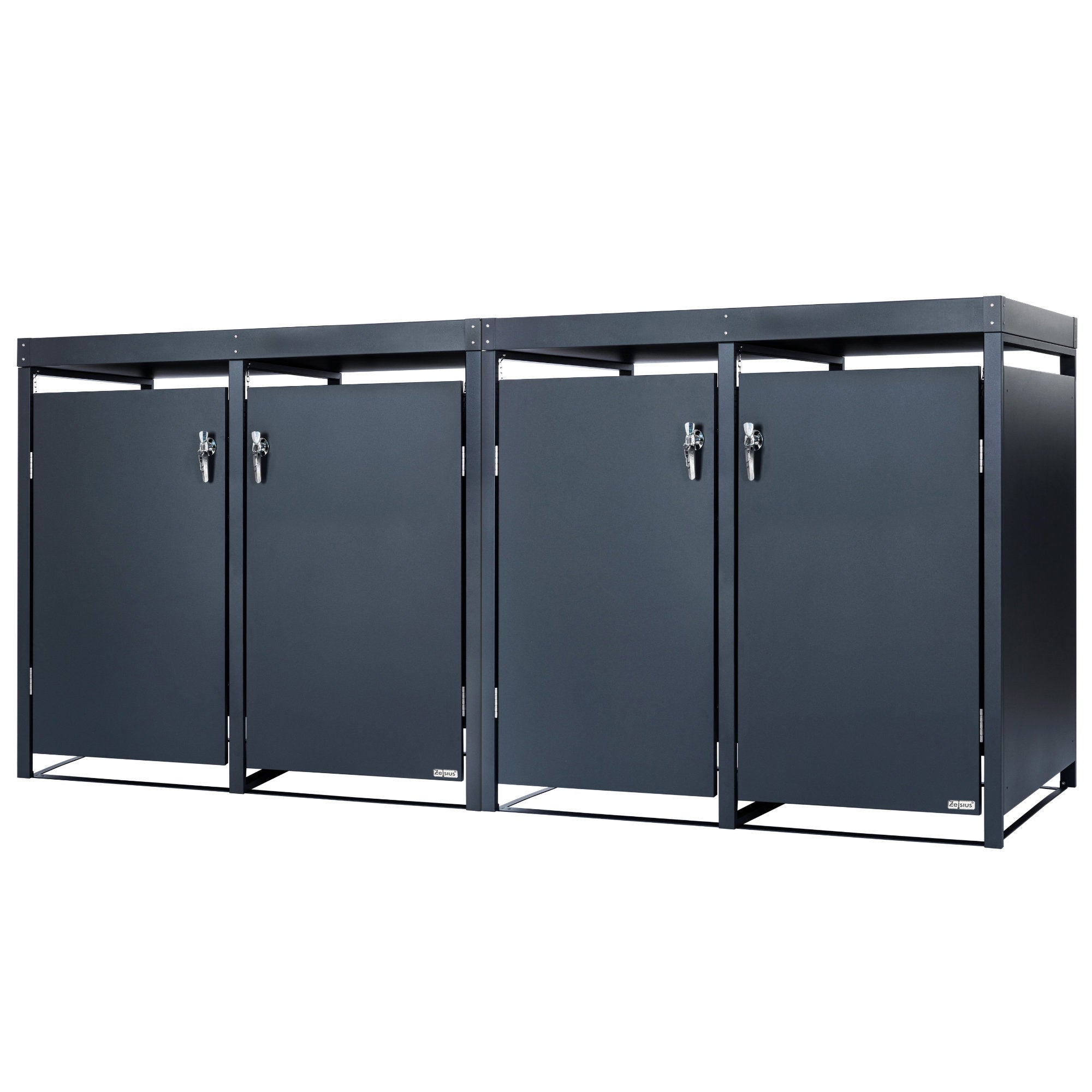 Bin storage unit, set of 4, anthracite RAL 7016, including green roof