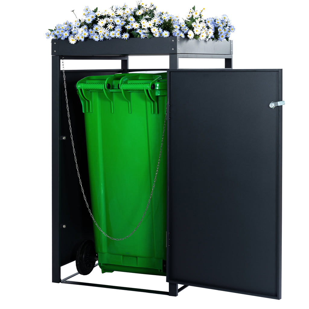 Bin storage box, anthracite RAL 7016, including green roof