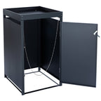 Ensemble de 3 abris à poubelles, anthracite RAL 7016, avec toiture végétalisée.