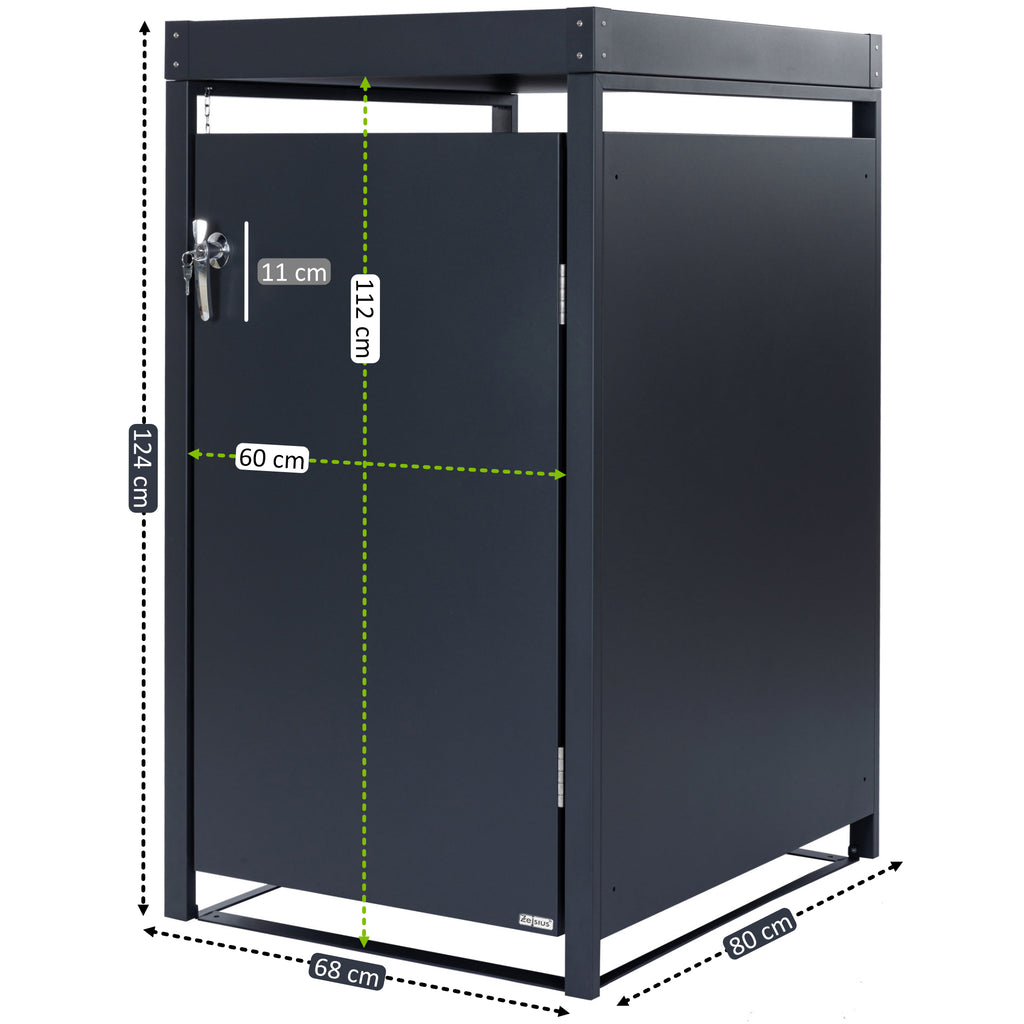 Bin storage box, anthracite RAL 7016, including green roof