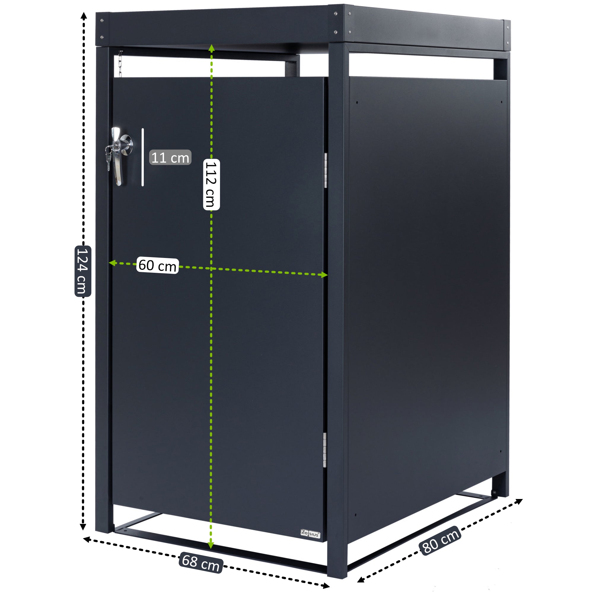 Bin storage box, anthracite RAL 7016, including green roof