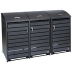 Boîte de rangement pour poubelles, lot de 3, anthracite RAL 7016, avec couvercle arrondi