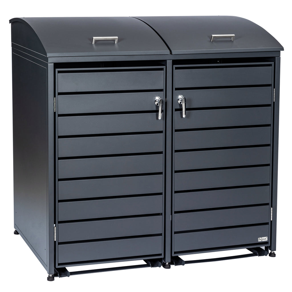 Mülltonnenbox, 2er Set, Anthrazit RAL 7016, inkl. abgerundetem Deckel