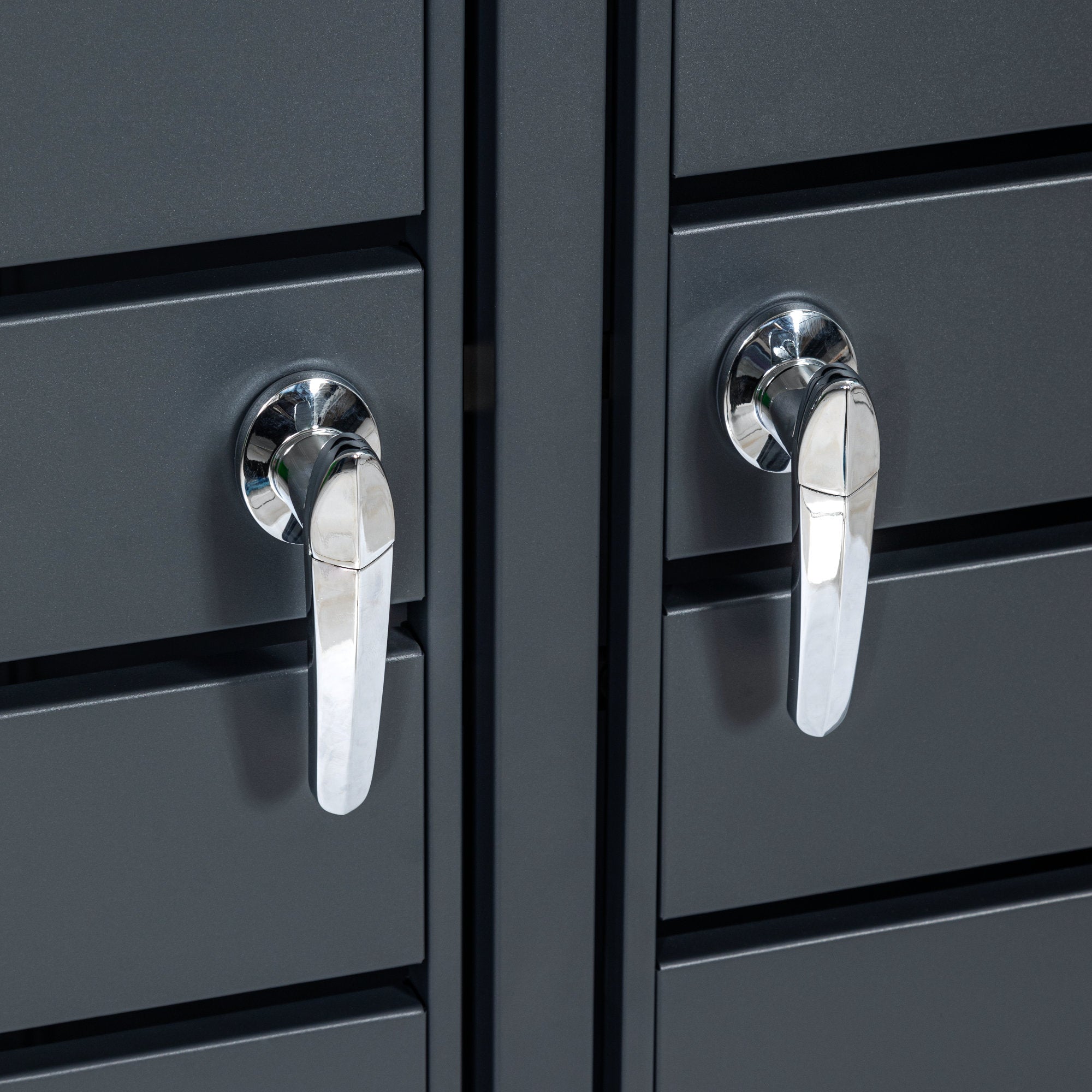 Bin storage box, set of 2, anthracite RAL 7016, including rounded lid