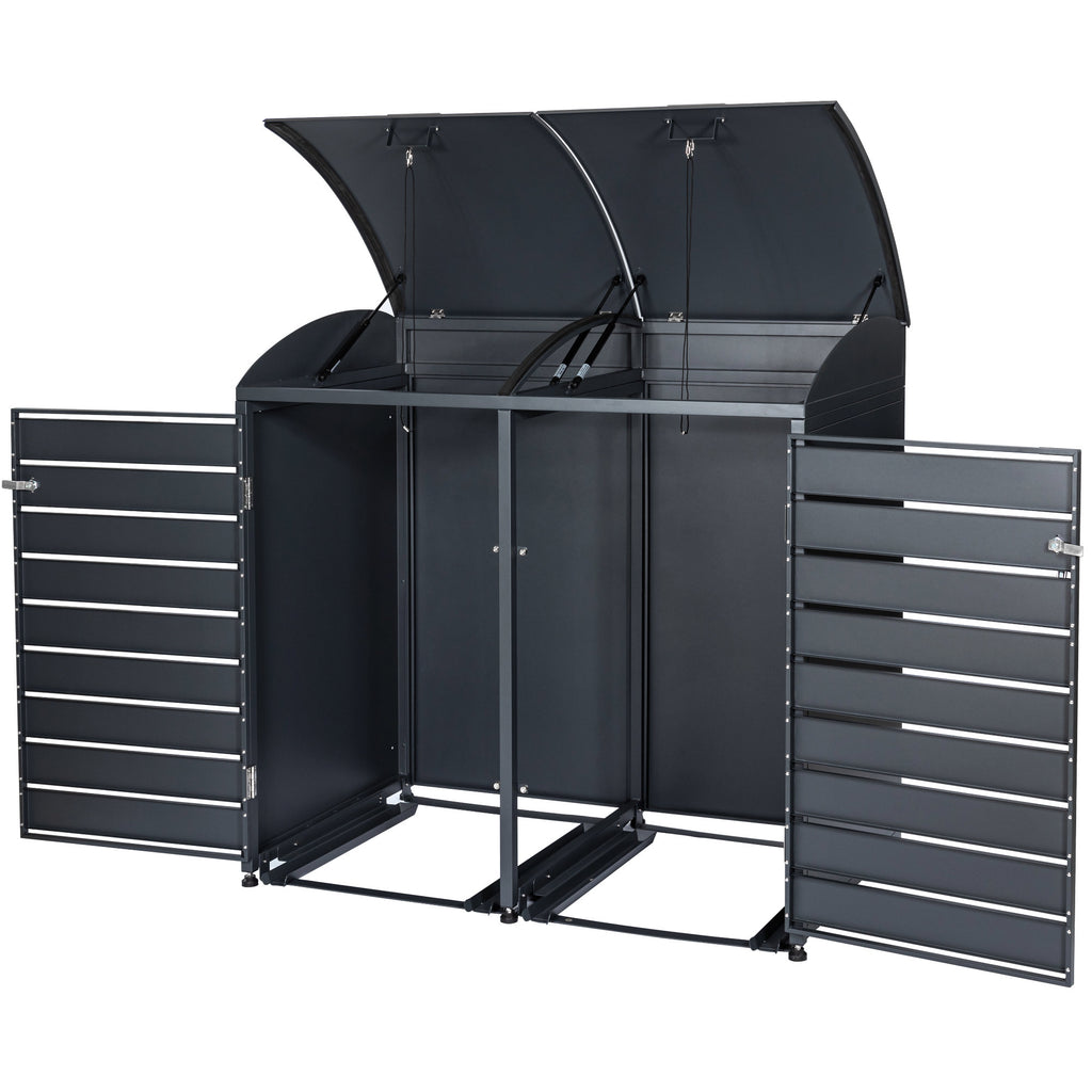 Boîte de rangement pour poubelles, lot de 3, anthracite RAL 7016, avec couvercle arrondi