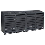 Boîte de rangement pour poubelles, lot de 4, anthracite RAL 7016, avec couvercle arrondi