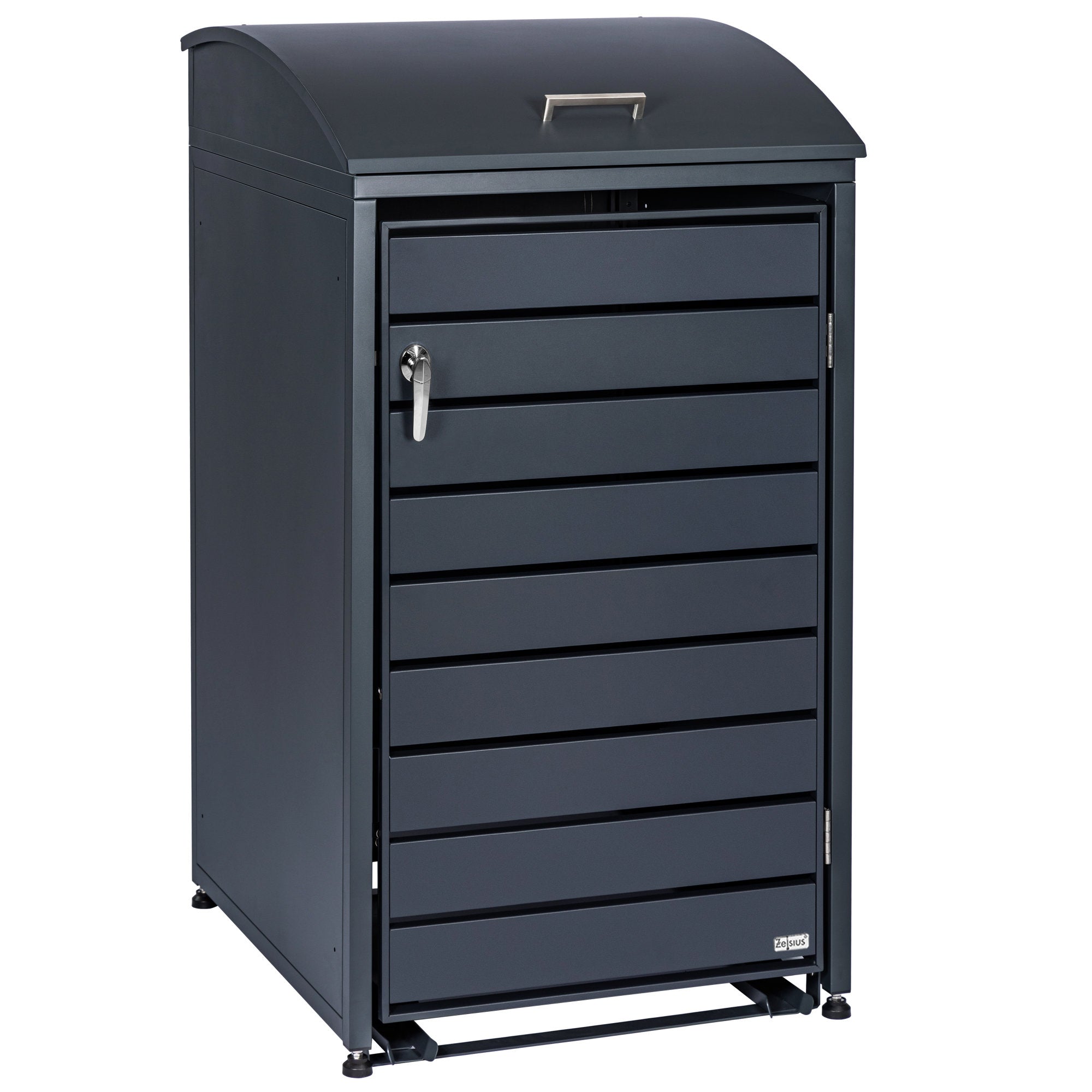 Bin storage box, anthracite RAL 7016, including rounded lid