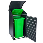 Boîte de rangement pour poubelles, lot de 3, anthracite RAL 7016, avec couvercle arrondi