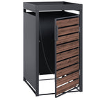 Bin storage box, anthracite RAL 7016, door in wood look, incl. green roof