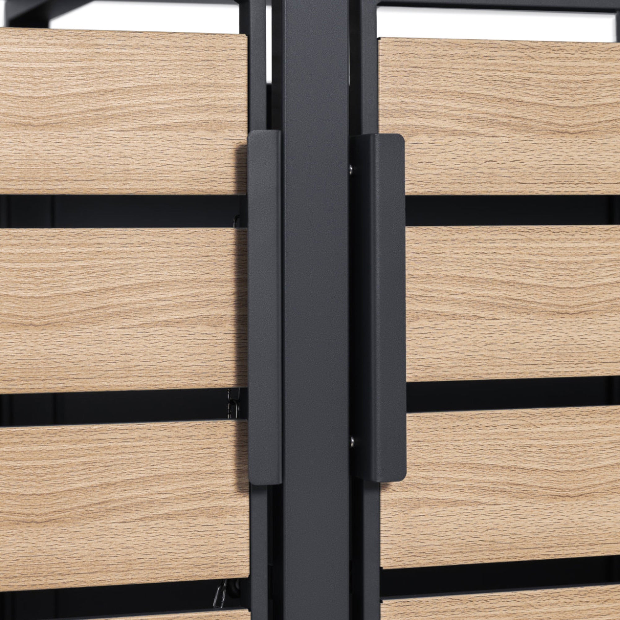 Bin storage unit, set of 4, anthracite RAL 7016, door in wood look, incl. green roof