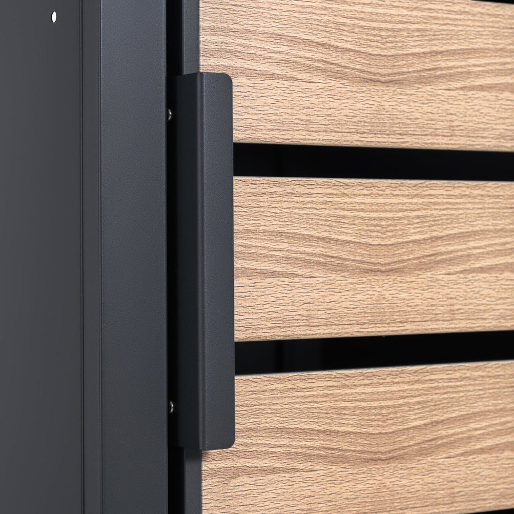 Mülltonnenbox, Anthrazit RAL 7016, Tür in Holzoptik, inkl. Pflanzdach