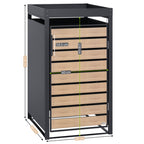 Bin storage box, anthracite RAL 7016, door in wood look, incl. green roof