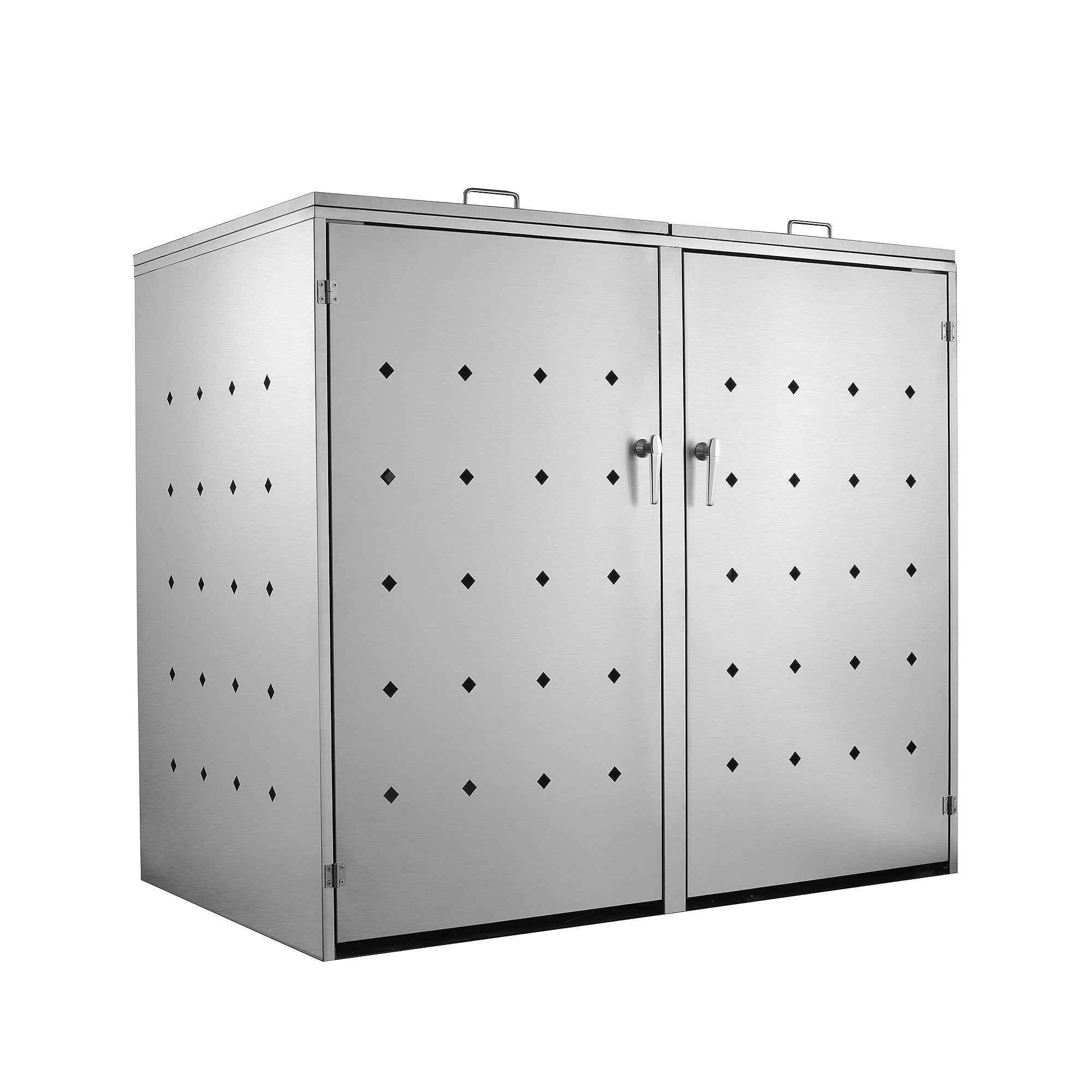 Boîte de rangement « losange », lot de 2, en acier inoxydable, avec couvercles à charnières