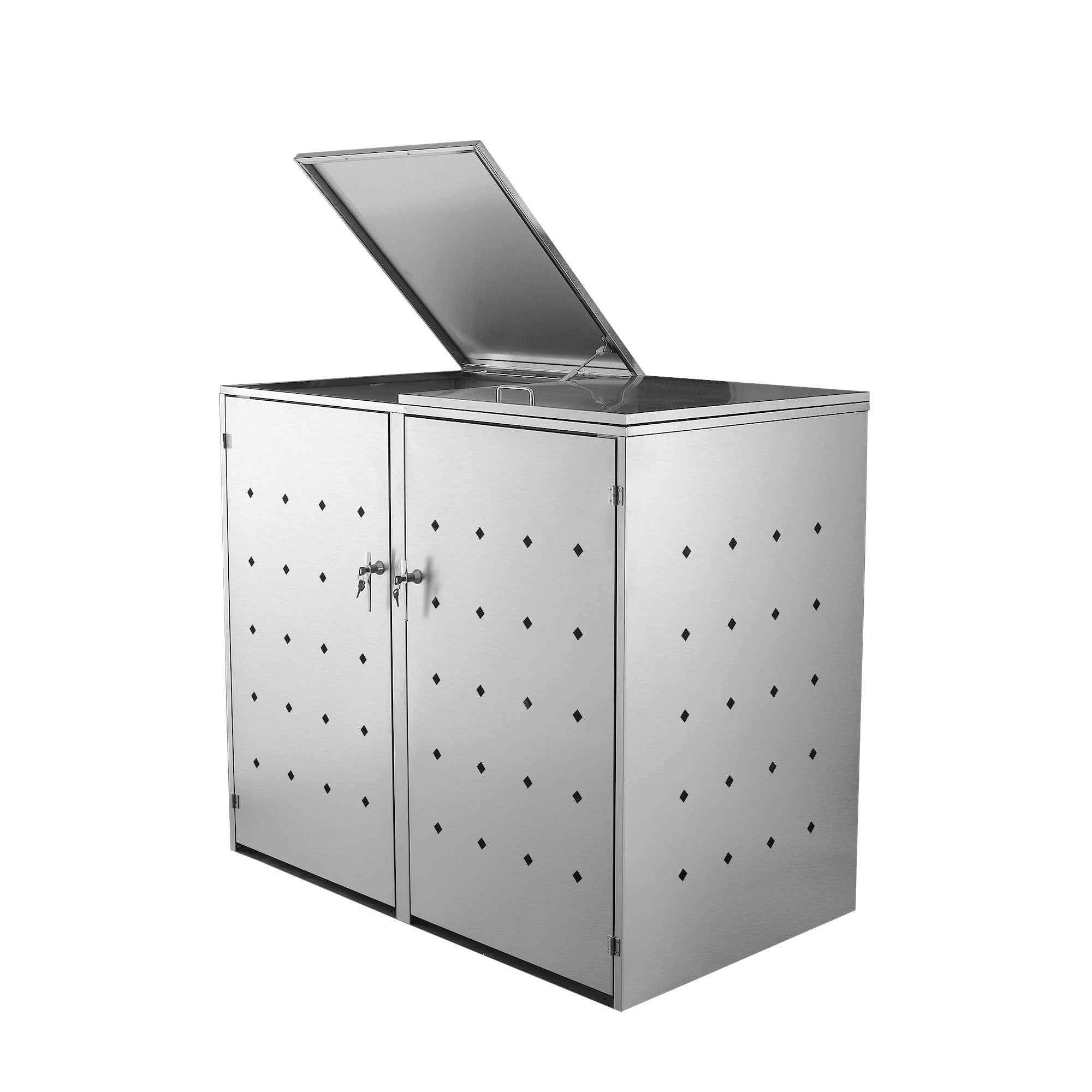 Boîte de rangement « losange », lot de 2, en acier inoxydable, avec couvercles à charnières