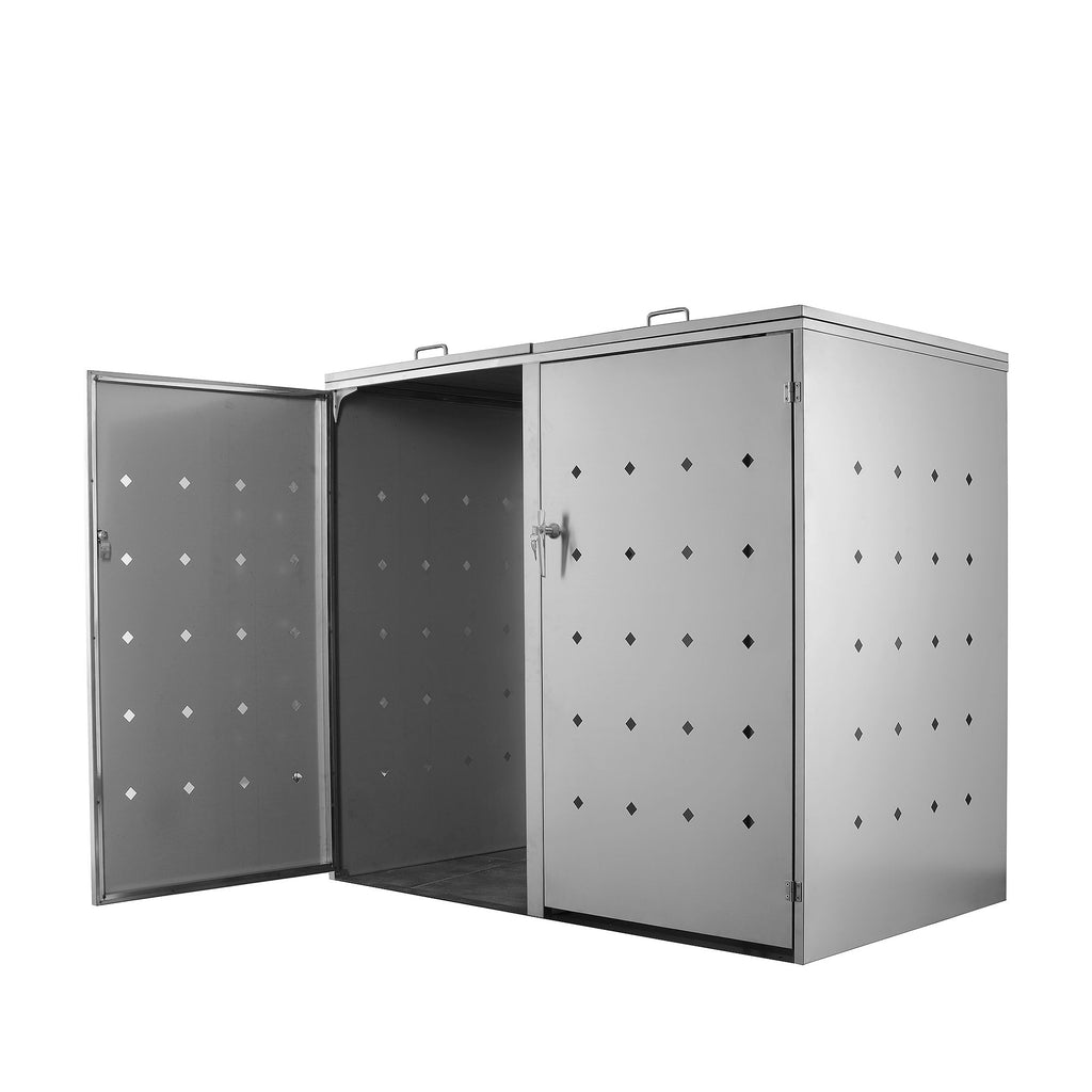 Boîte de rangement « losange », lot de 2, en acier inoxydable, avec couvercles à charnières