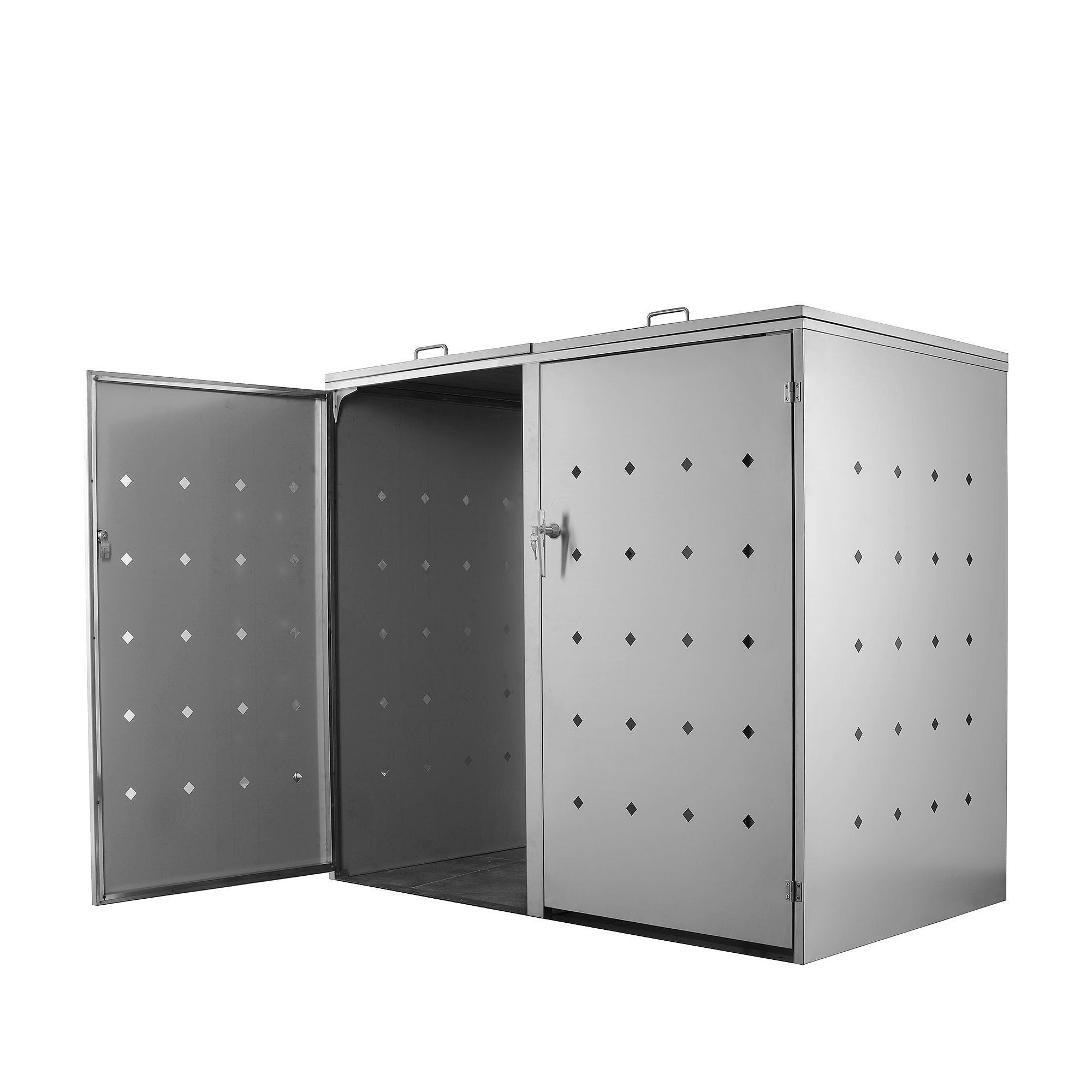 Boîte de rangement « losange », lot de 2, en acier inoxydable, avec couvercles à charnières