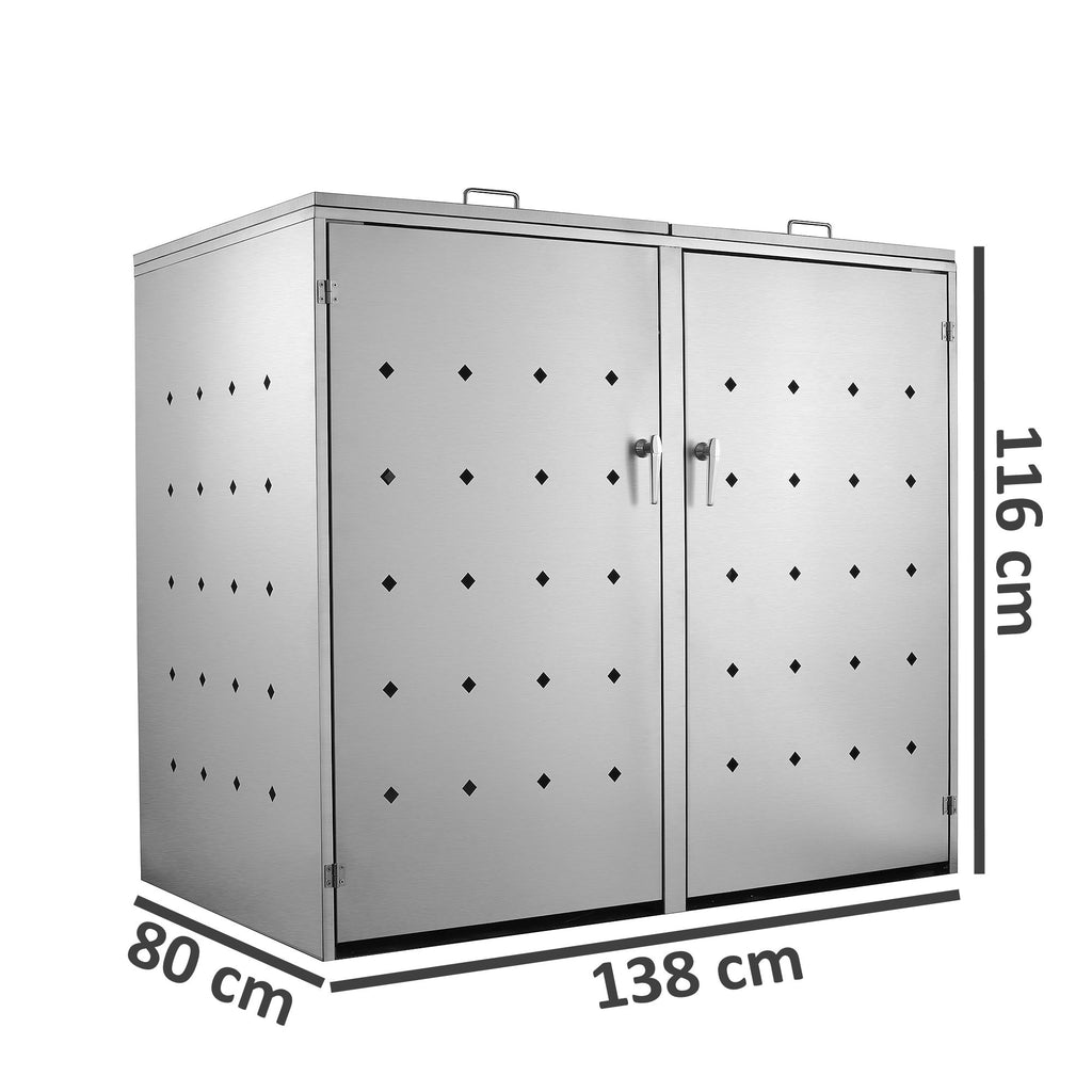 Boîte de rangement « losange », lot de 2, en acier inoxydable, avec couvercles à charnières