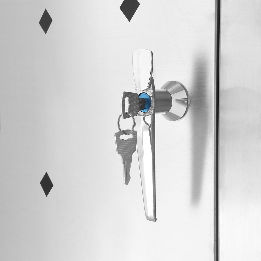 Ensemble de 3 bacs de rangement « losange », en acier inoxydable, avec couvercles à charnières.