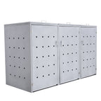Ensemble de 3 bacs de rangement pour ciment « Rhombus », en acier inoxydable, avec couvercles à charnières.