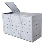 Ensemble de 3 bacs de rangement pour ciment « Rhombus », en acier inoxydable, avec couvercles à charnières.