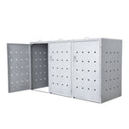 Ensemble de 3 bacs de rangement pour ciment « Rhombus », en acier inoxydable, avec couvercles à charnières.