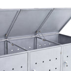 Ensemble de 3 bacs de rangement pour ciment « Rhombus », en acier inoxydable, avec couvercles à charnières.