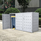 Ensemble de 3 bacs de rangement pour ciment « Rhombus », en acier inoxydable, avec couvercles à charnières.