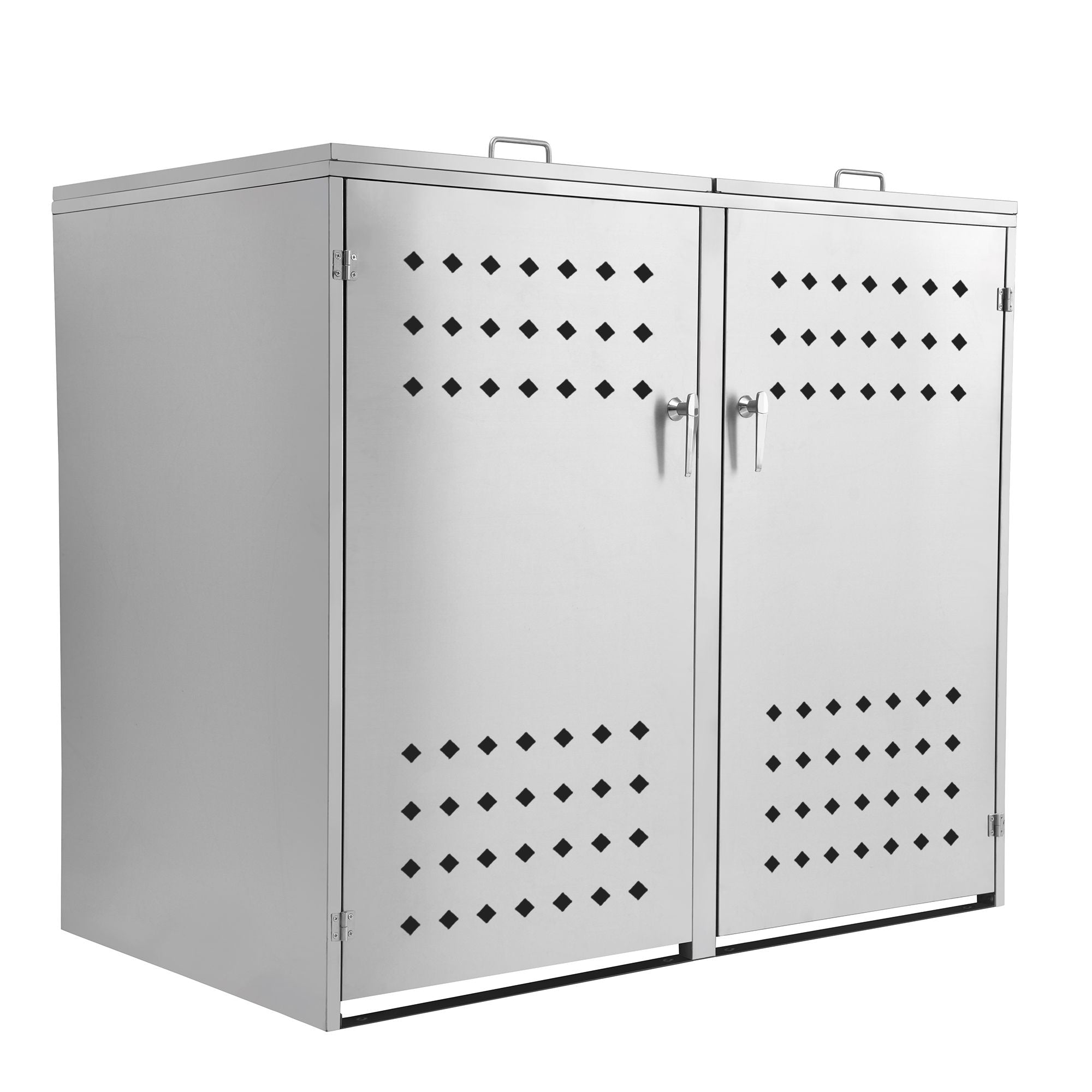 Ensemble de 2 bacs de rangement « Squares », en acier inoxydable, avec couvercles à charnières