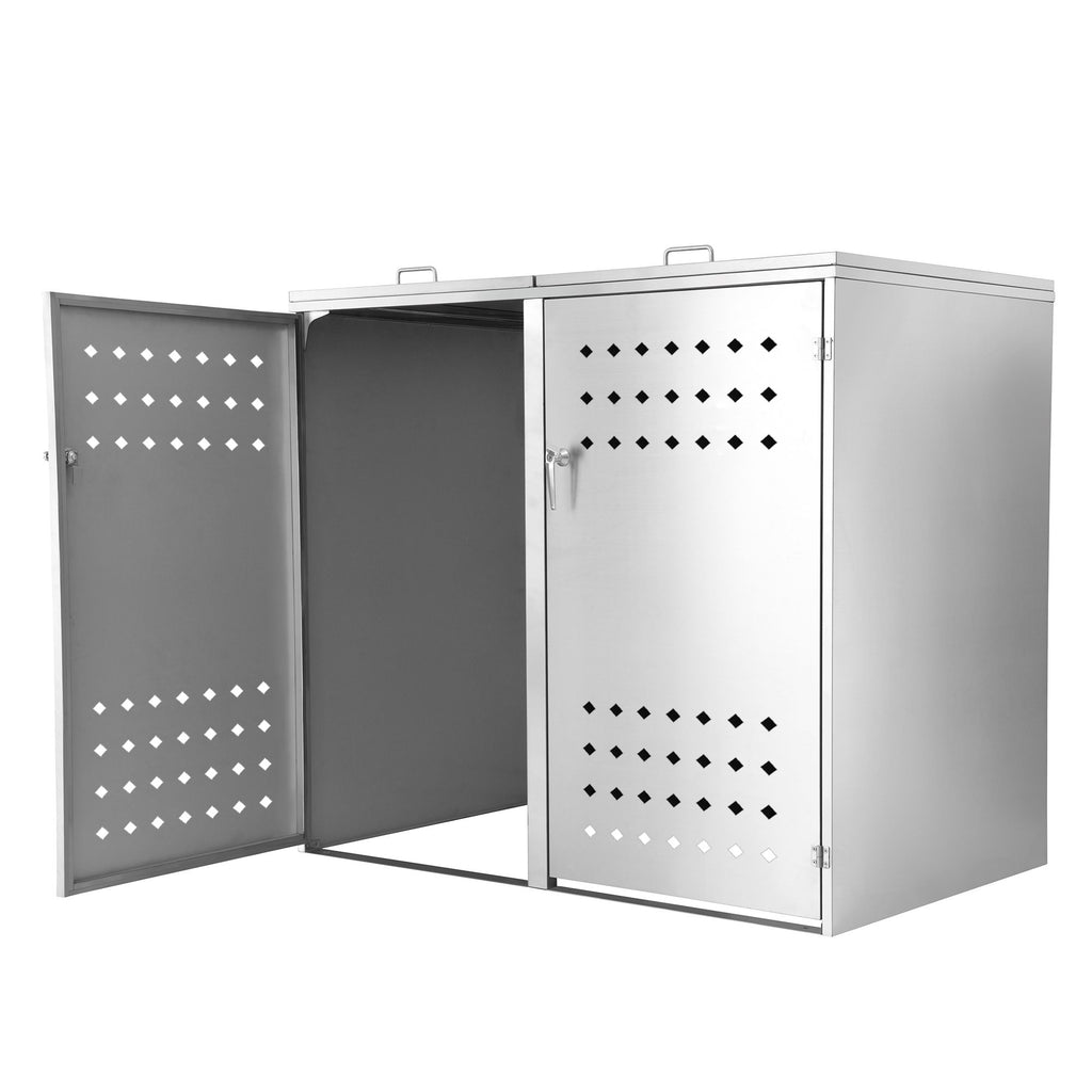 Ensemble de 2 bacs de rangement « Squares », en acier inoxydable, avec couvercles à charnières