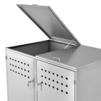 Ensemble de 2 bacs de rangement « Squares », en acier inoxydable, avec couvercles à charnières