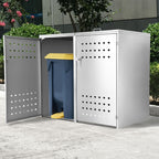 Ensemble de 2 bacs de rangement « Squares », en acier inoxydable, avec couvercles à charnières