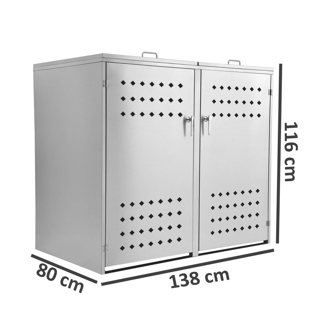 Ensemble de 2 bacs de rangement « Squares », en acier inoxydable, avec couvercles à charnières